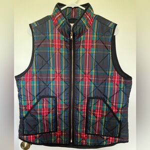 J. Crew Plaid Puffer Vest - Red, Blue, Yellow